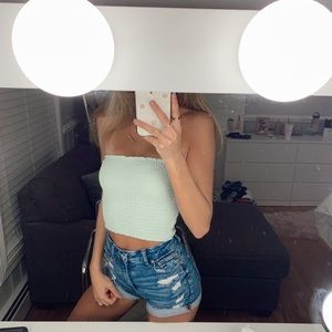 Cropped mint green top